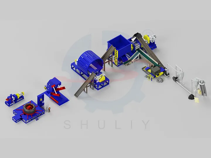 OTR waste tire recycling line