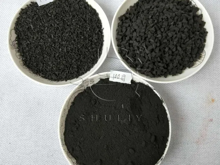 Rubber granules and powder